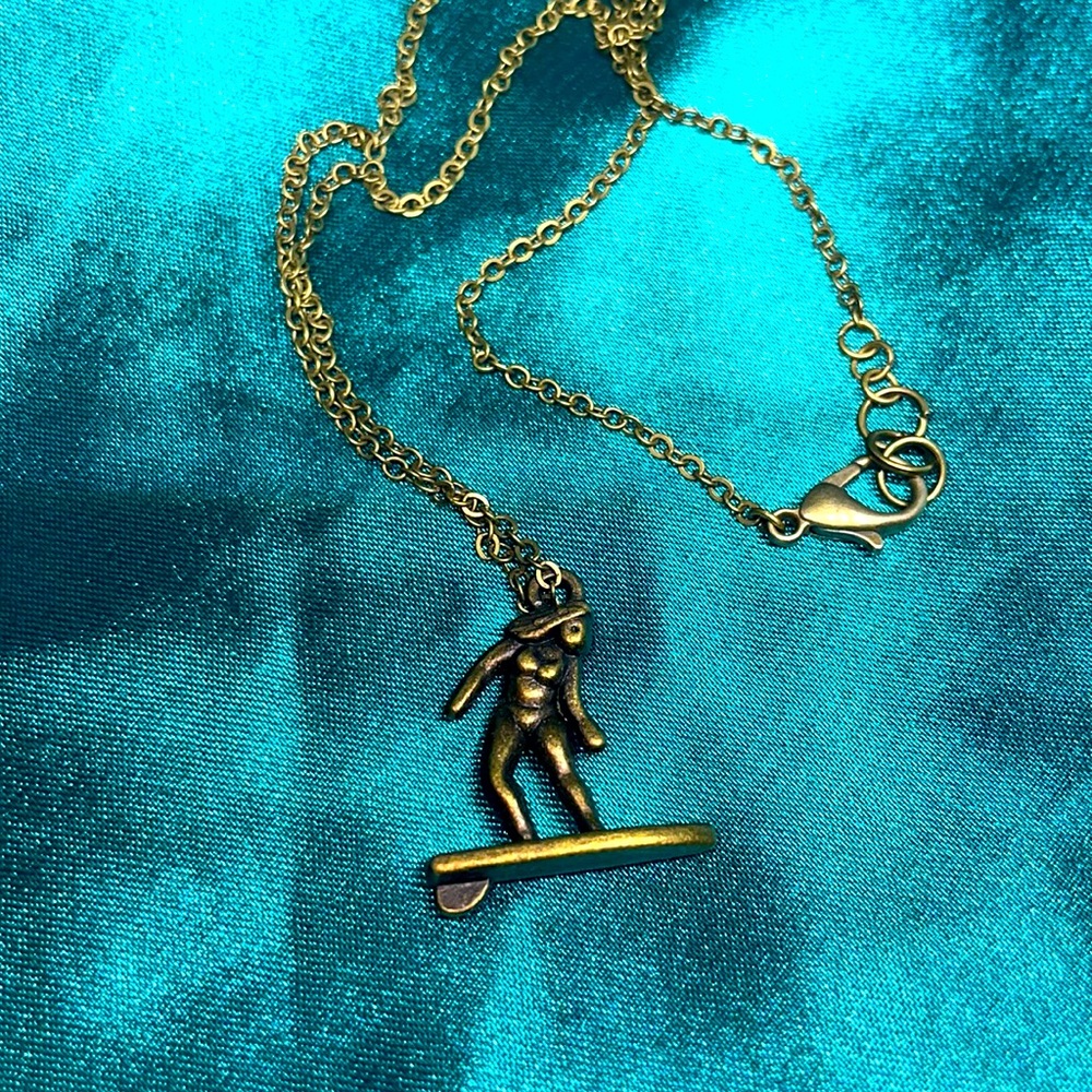 WAHINE Surfer Girl Hawaiian Necklace Tropical Bronze Hand-Made Jewelry Skater